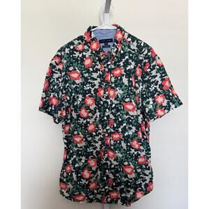 Tommy Hilfiger Custom Fit Floral Button Up Men’s XL Short Sleeve Vacation Resort